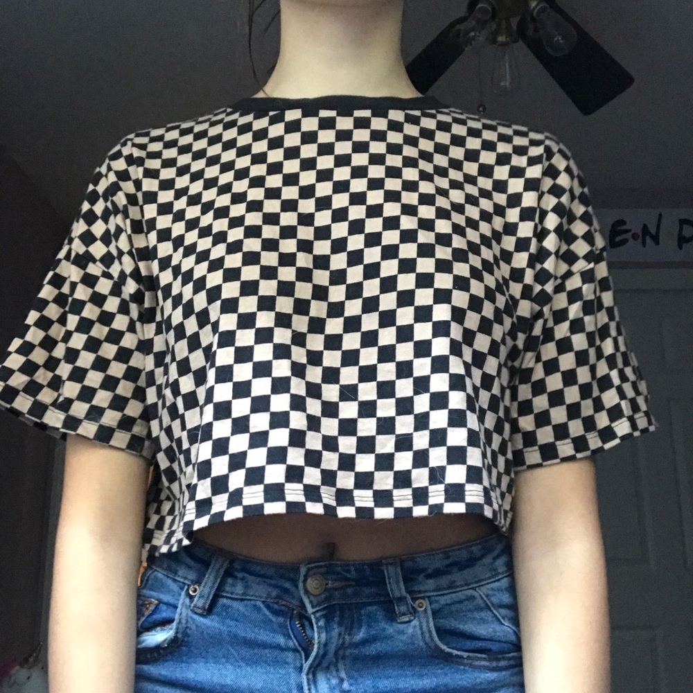 Brown checkered crop top